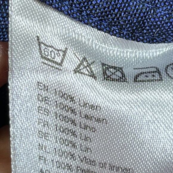 Eton Men’s 41/16 Blue 100% Linen Long Sleeve Button Front Collared Dress Shirt - Picture 4 of 7